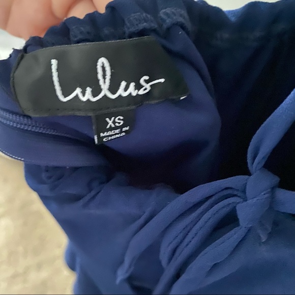 Lulus Lace Up Back Navy Homecoming Dress - Picture 4 of 4